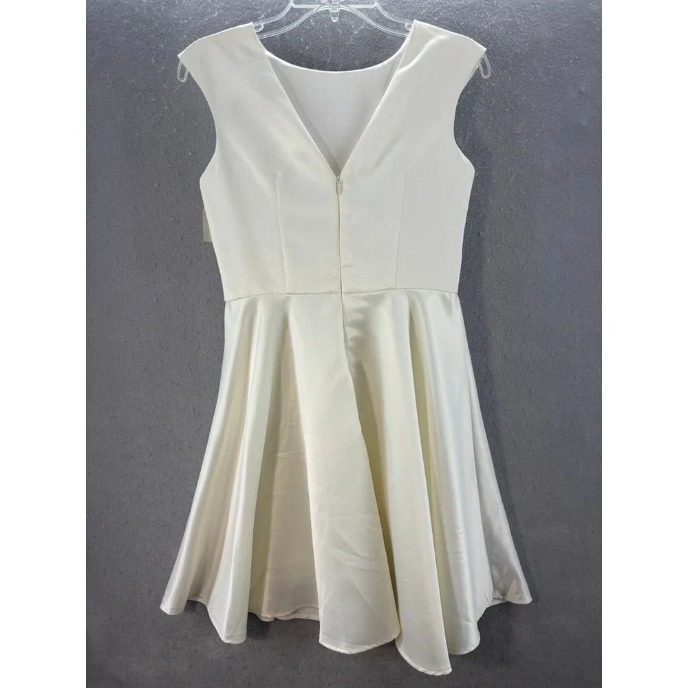 UDT Fashion Un Deux Trois Dress Kids 16 Ivory Satin Fit Flare Sleeveless V-Back